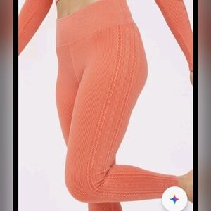 Aerie Coral Ribbed Leggings